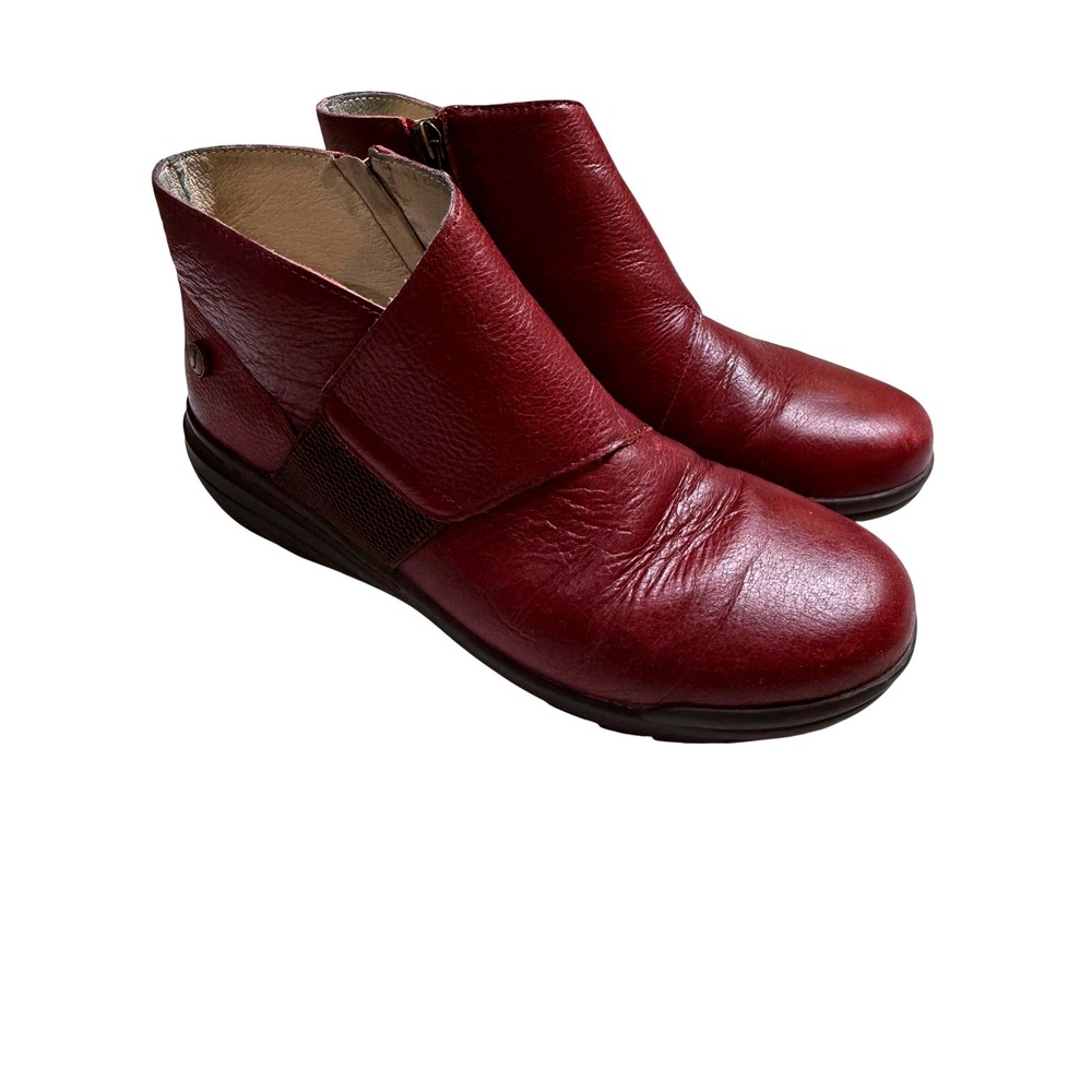 Jambu Bary Booties Burgundy Leather Water Resistant Memory Foam comfort 8.5M